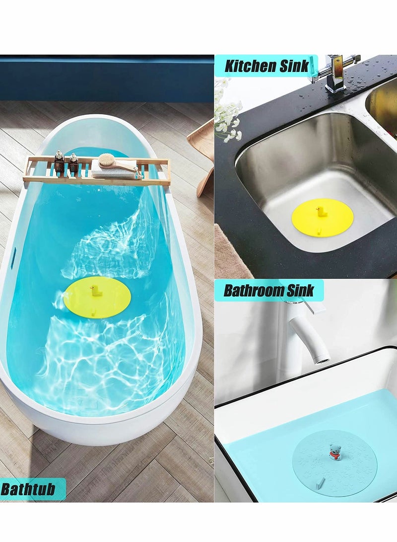 Sink Strainer Stopper, 4PCS Kitchen Sink and Stopper, Universal Silicone Sink Drain Strainer Cover Plug Stopper Kit, 4.5 Inch Stainless Steel Sink Filter Strainer,Bathroom Bath Plugs - Image 5